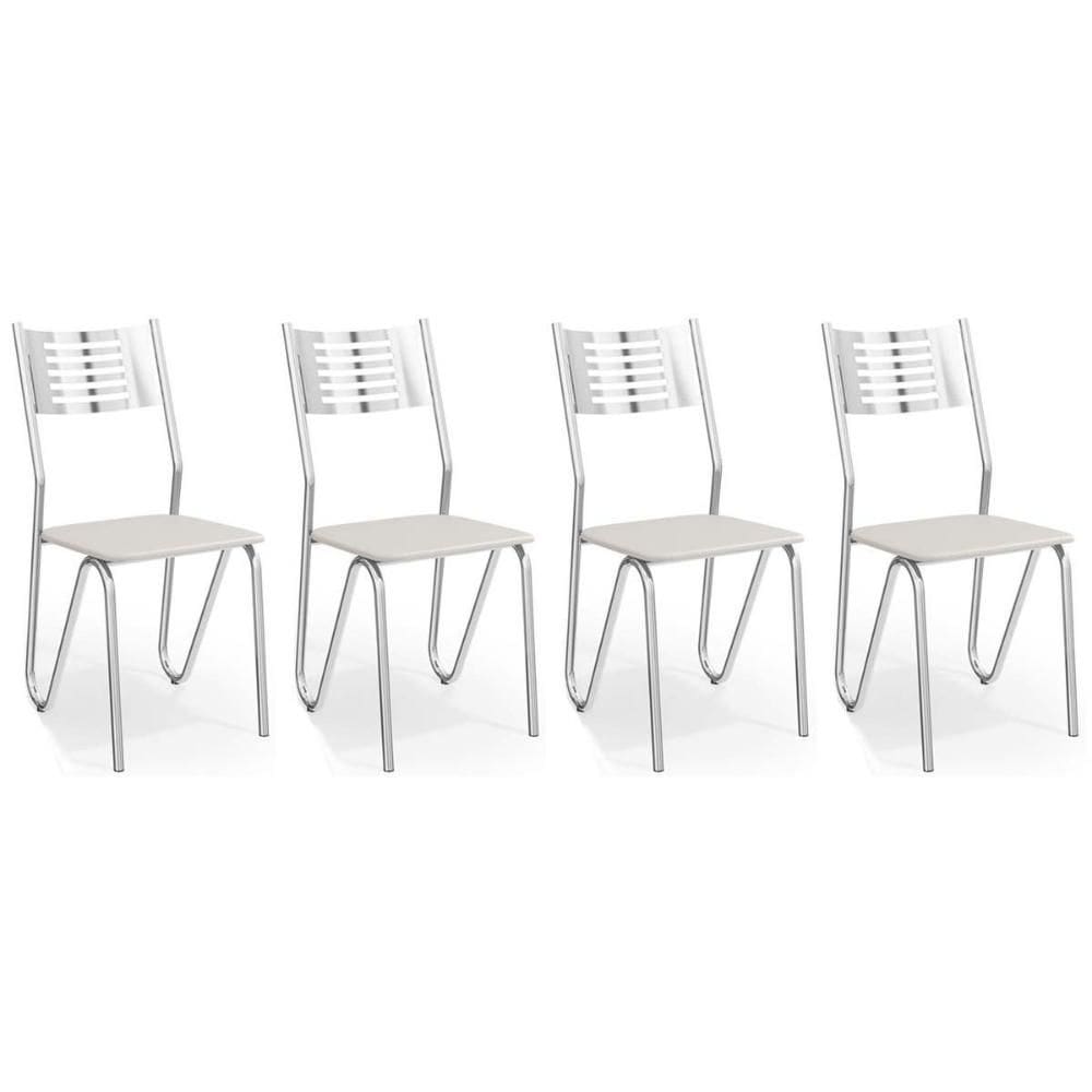 Cadeira Sala de Jantar Nápoles 2C045 Kit 4 Un Cromada/Branco 106 - Kappesberg