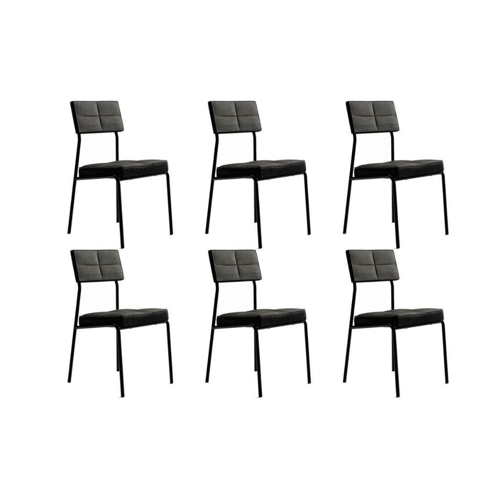 Cadeira Sala de Jantar Neo 1740 Kit 6 Uni Preto/Grafite - Preto - Carraro
