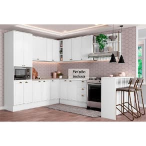 Cozinha Completa Bella 9 Peças (3Aéreos+3Balcões+1TorreQuente+1Ilha+1Complemento) C9P199 Branco - Carraro