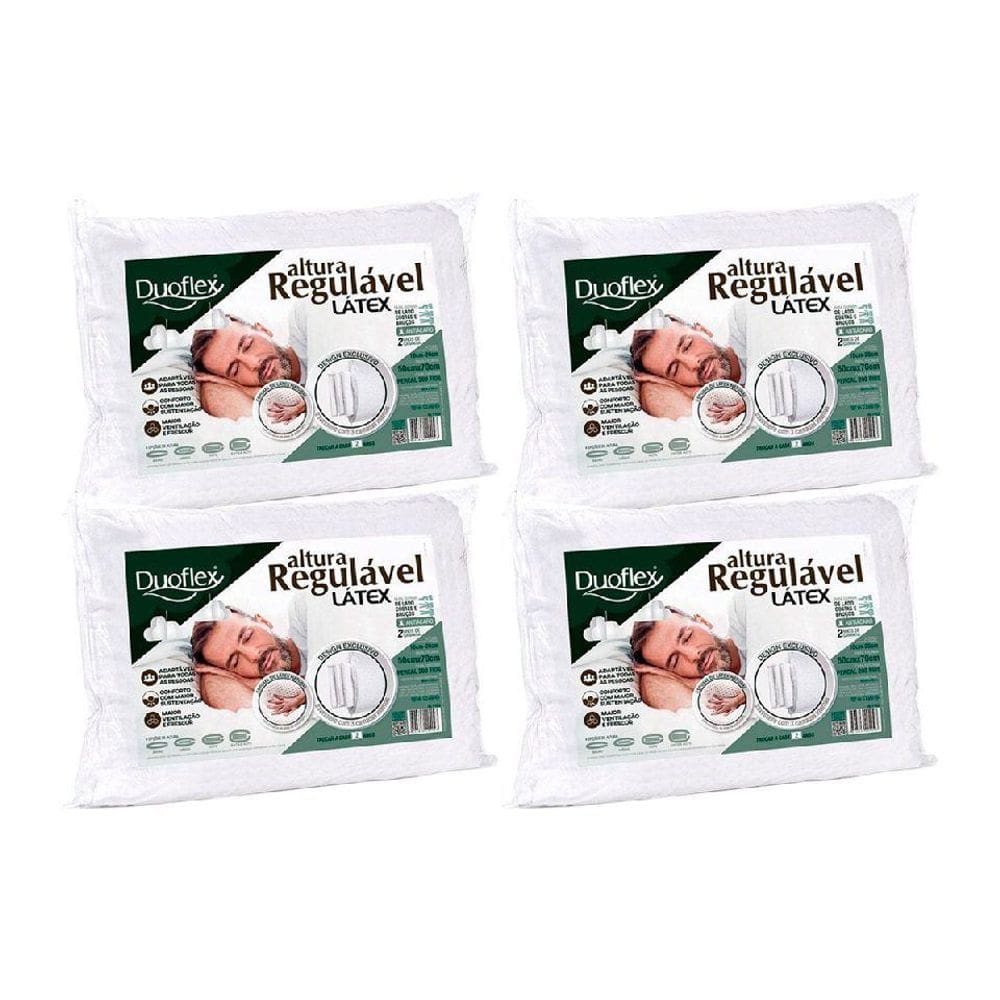 Travesseiro Látex RL1103 Regulável Kit c/ 4 Un 50x70 - Duoflex