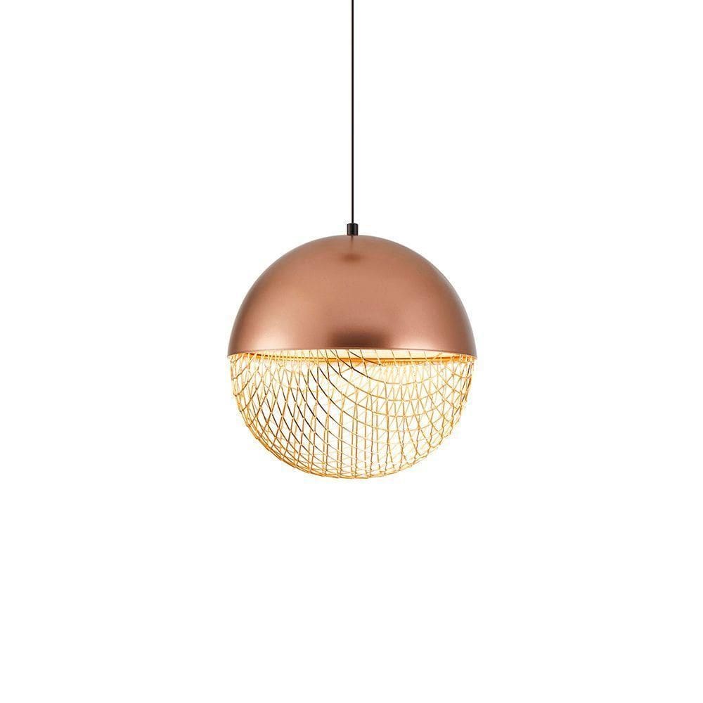 Lustre Pendente Nordecor Rezi 2933 25cm Cobre - Dourado Brilho Led Bivolt