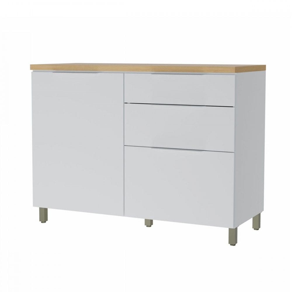 Balcão de Cozinha para Pia Marquesa 1 Porta 3 Gavetas 100% Mdf Branco/Natural - Nesher