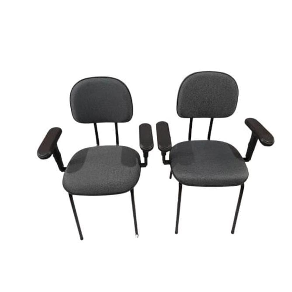 Kit 2 Cadeira Palito Braço Regulável Recepção Sala Espera