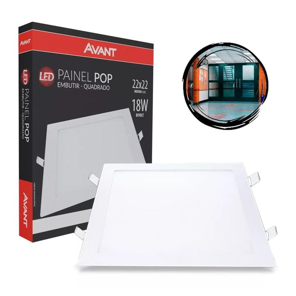 Kit 5 Pçs Plafon Led Luminaria Embutir Painel Teto 18W Avant