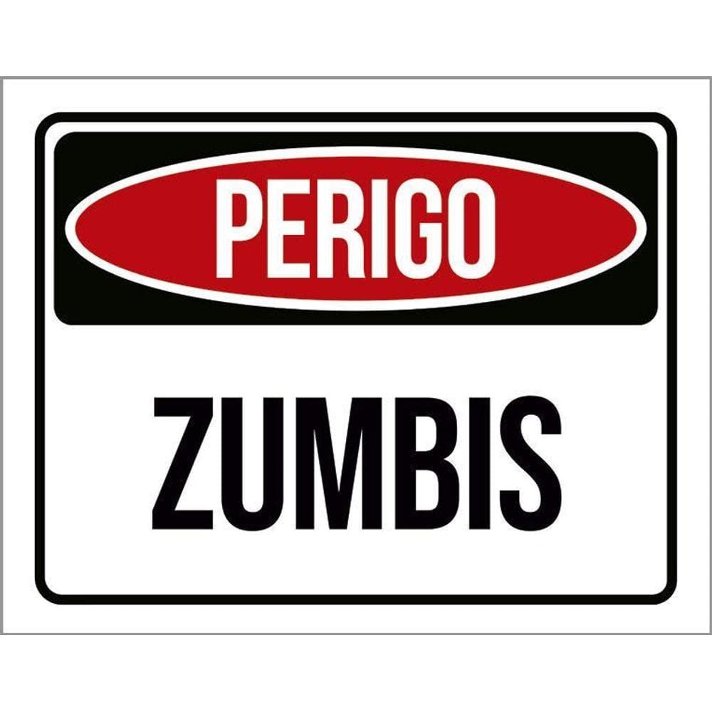 Kit 3 Placas Decorativa - Perigo Zumbis