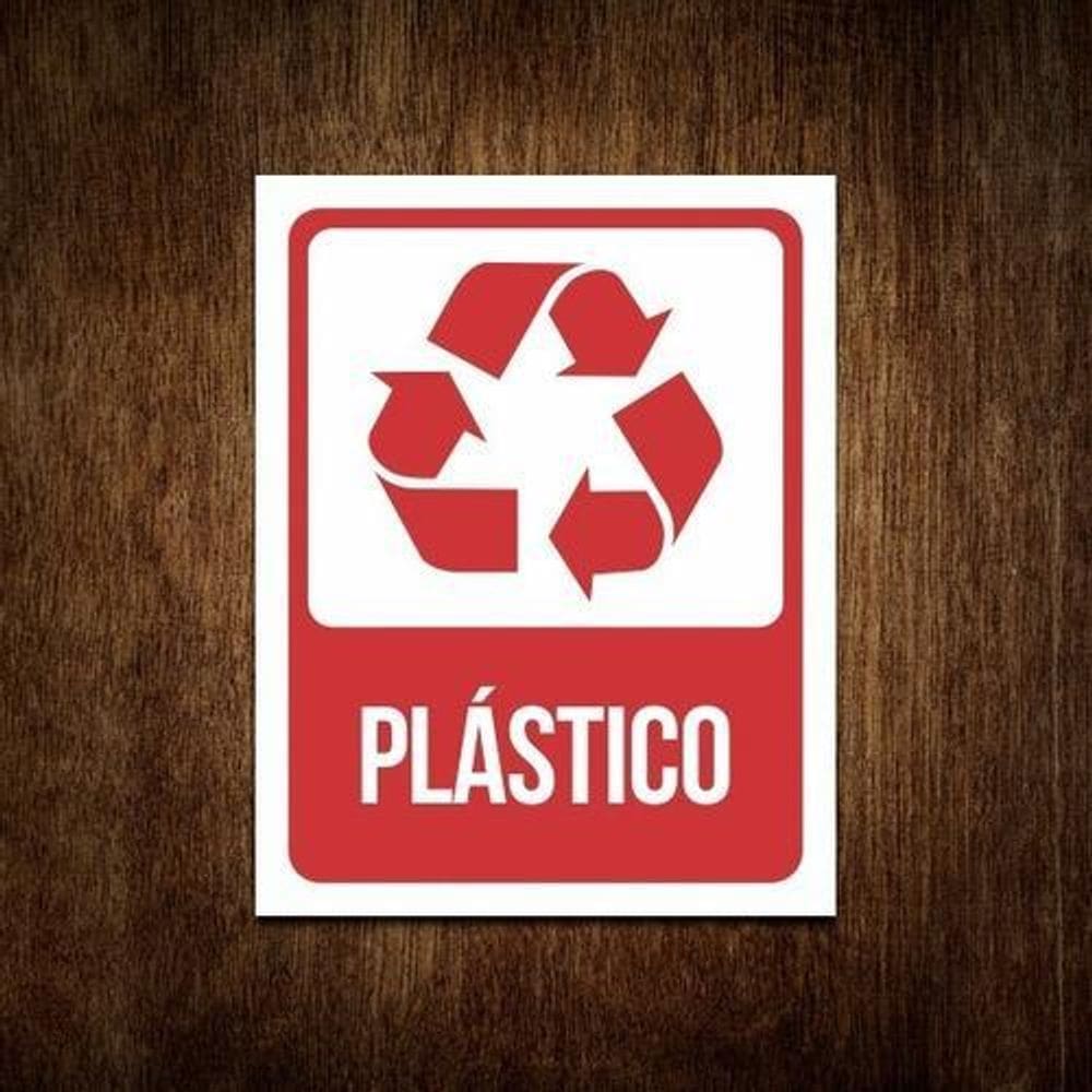 Placa De Sinalização Advertência - Lixo Plástico 36X46