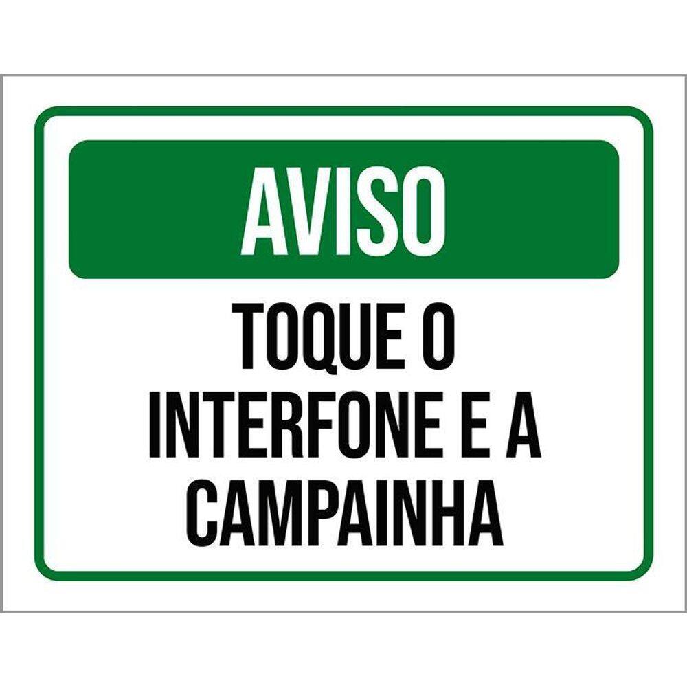 Placa Sinalização - Aviso Toque Interfone Campainha 36X46