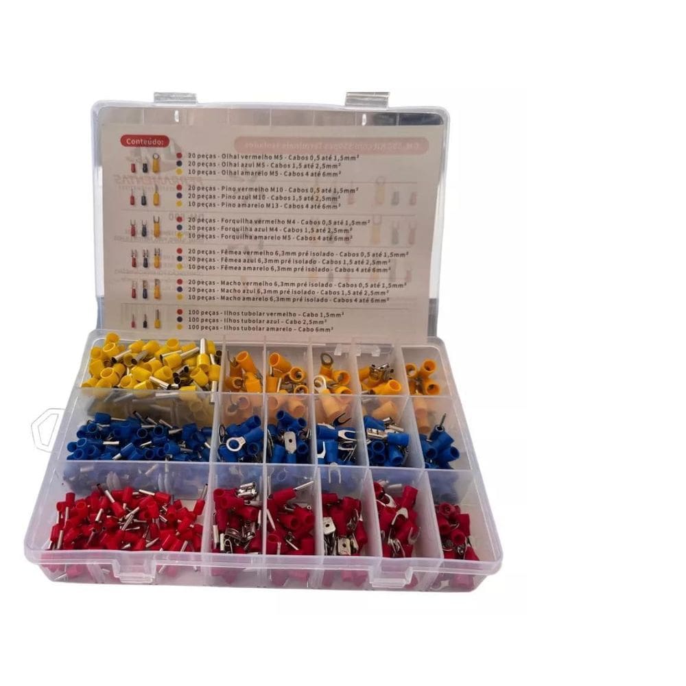 Kit Terminais Isolados Olhal, Garfo, Pino, Faston E Ilhos