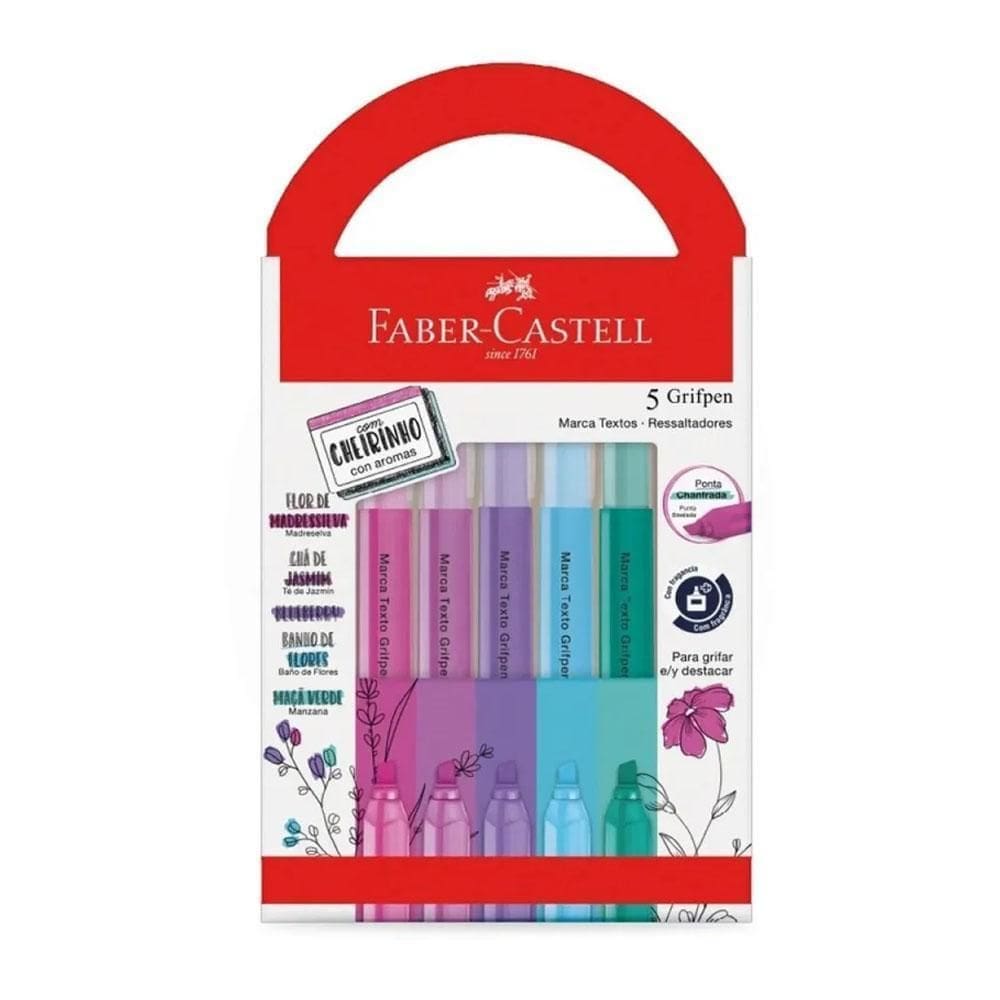 Caneta Marca Texto Com Aroma Chá E Flores 5Und Faber Castell