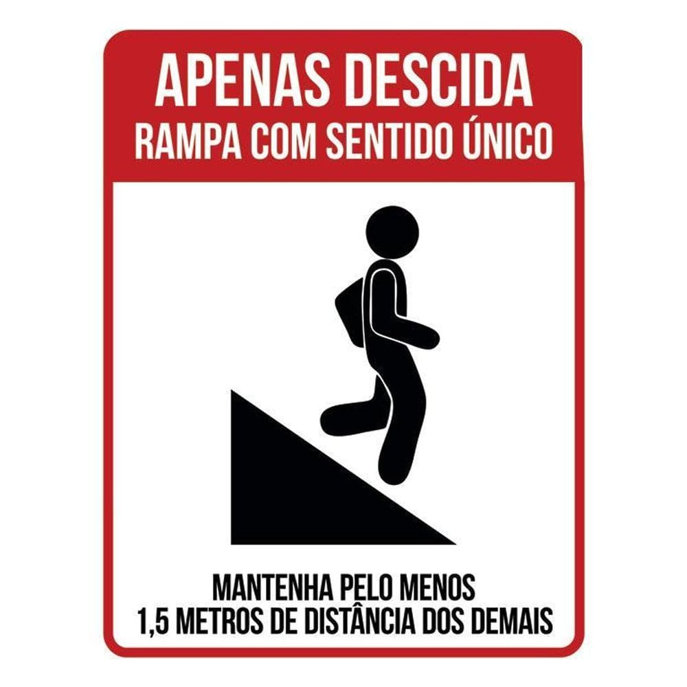 Kit 3 Placas - Apenas Descida Rampa Sentido Único