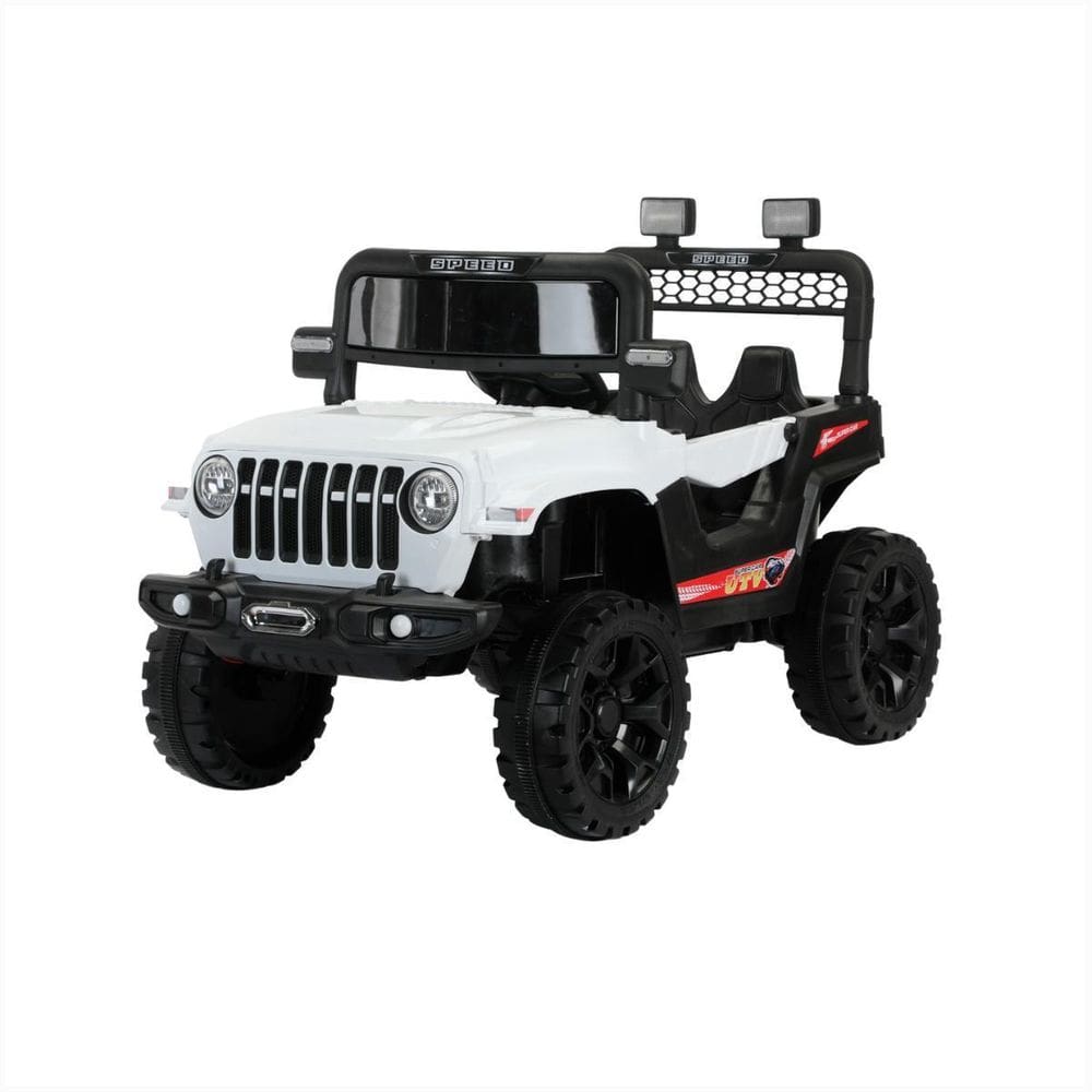 Jipe Elétrico Infantil 12V Branco Motorizada Música Rádio P2