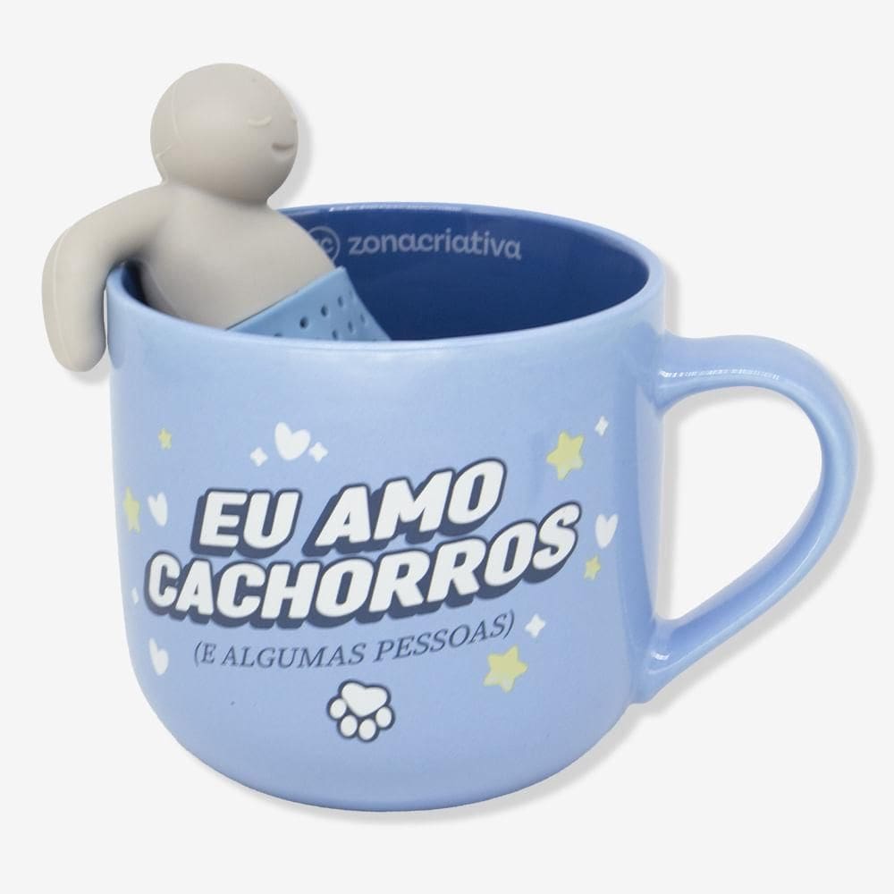 Caneca Com Infusor Amo Dogs - Zonacriativa