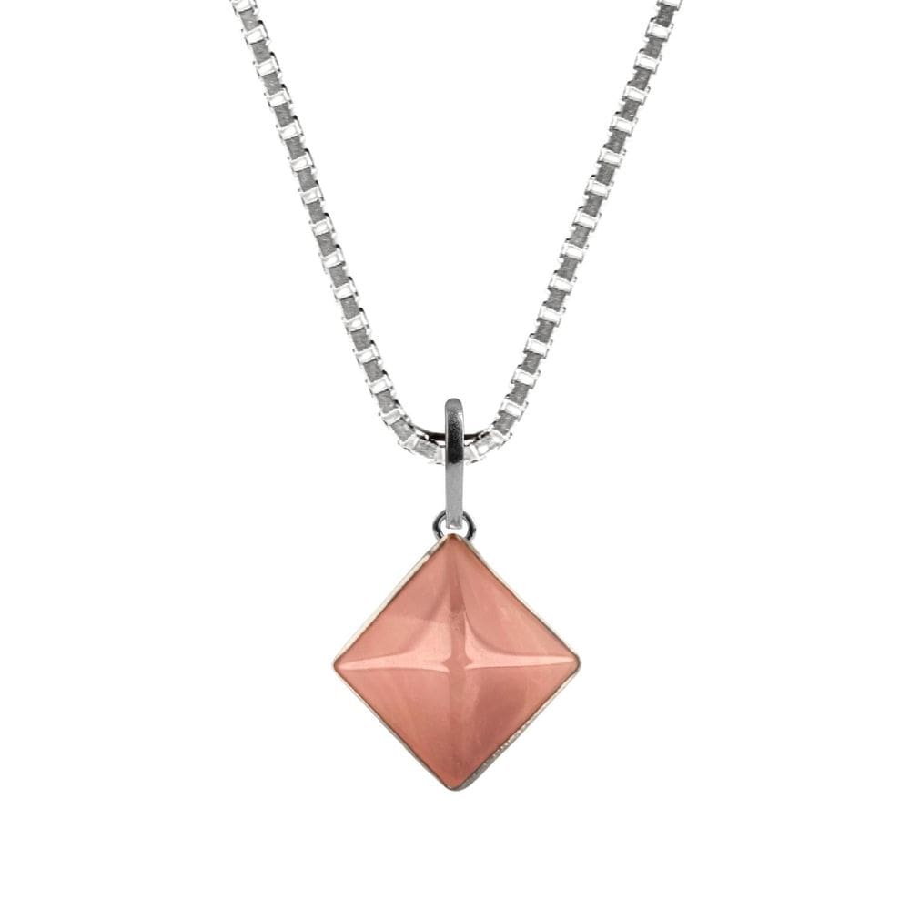 Pingente Prata 925 Quartzo Rosa Pirâmide Natural Verdadeiro