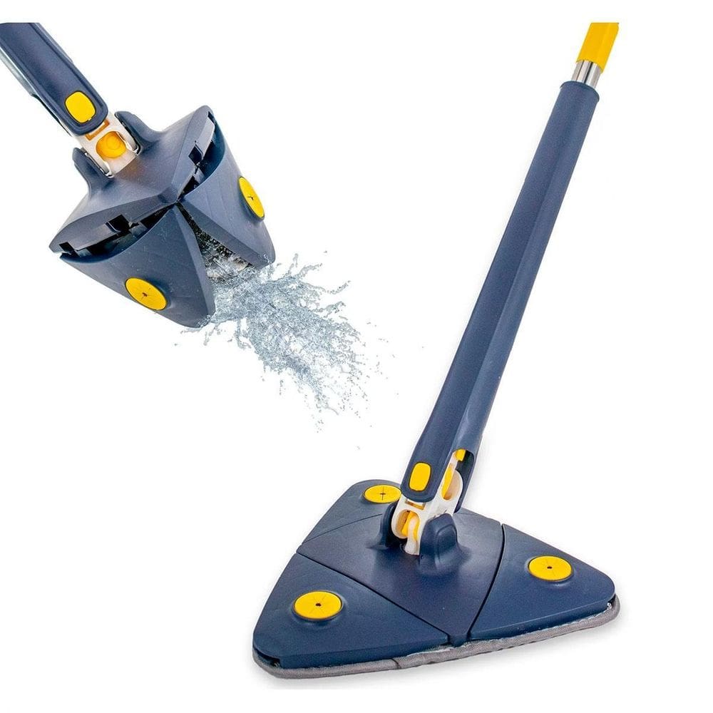 Esfregão Triangular Giratório Com 2 Refil Extra Azul