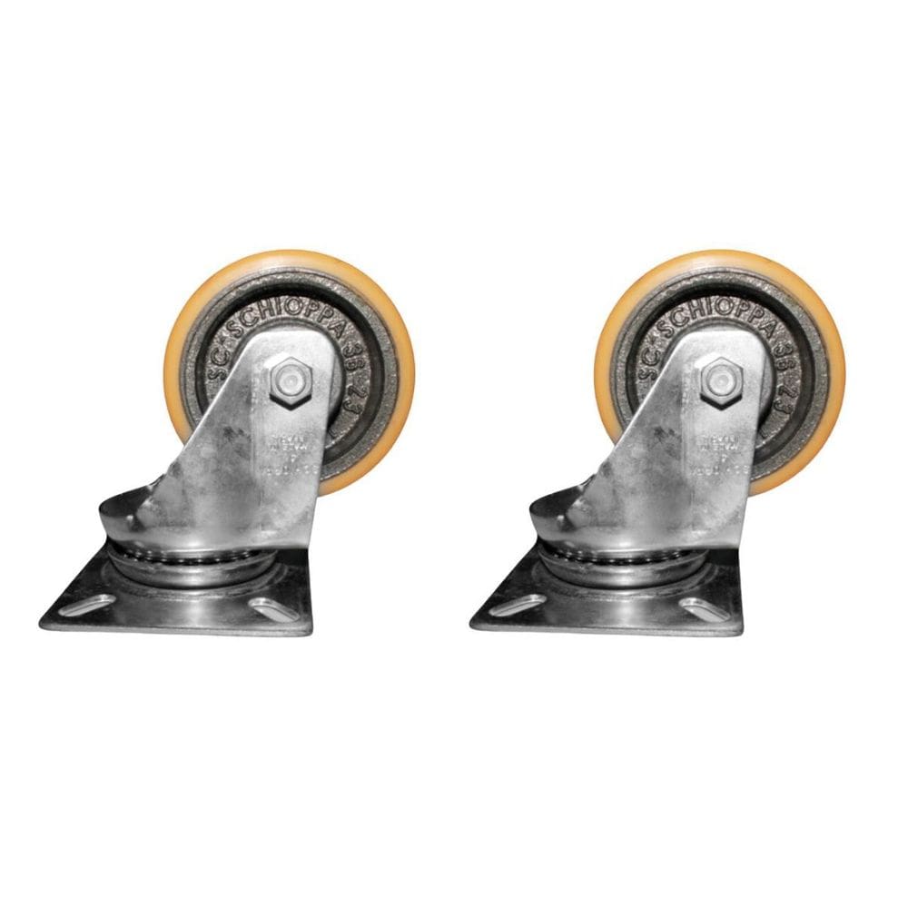 Kit 2 Rodas 100Mm Ferro/Poliuretano 4``/Placa Giratória