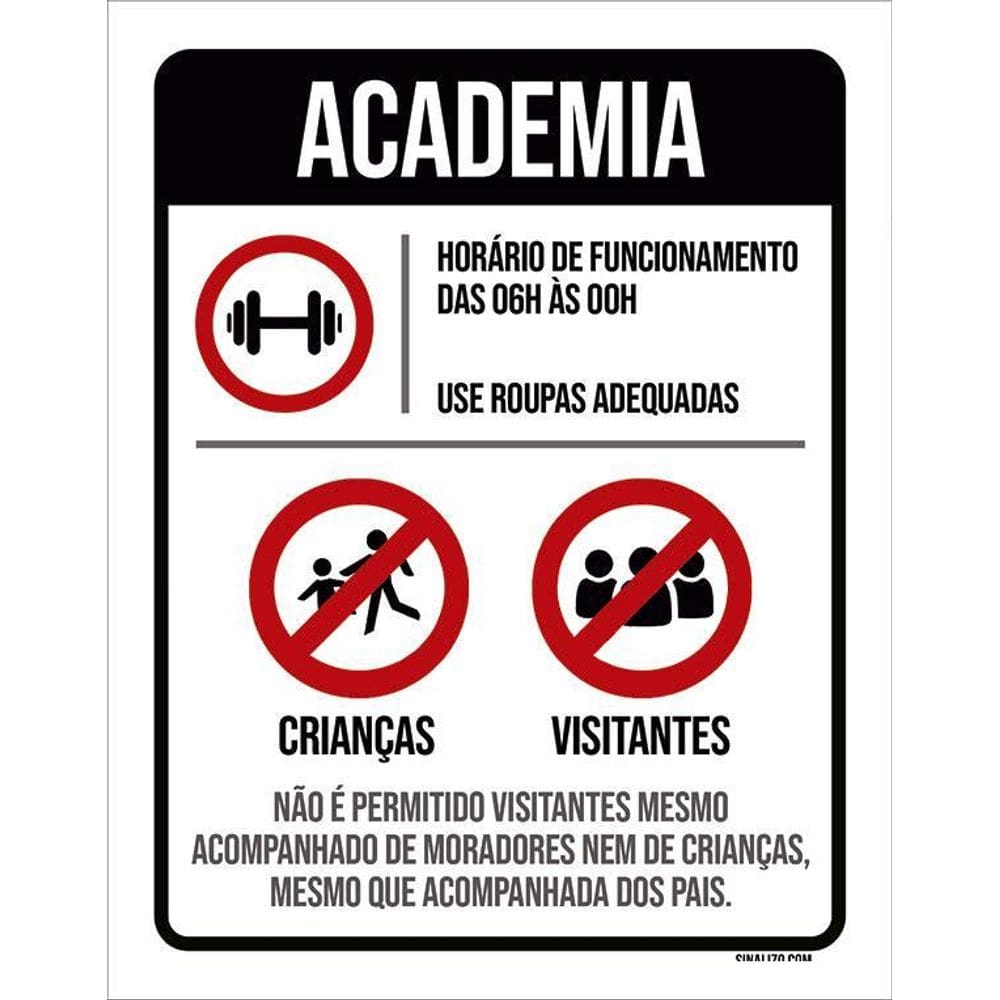 Placa Regras Normas Uso Academia 36X46