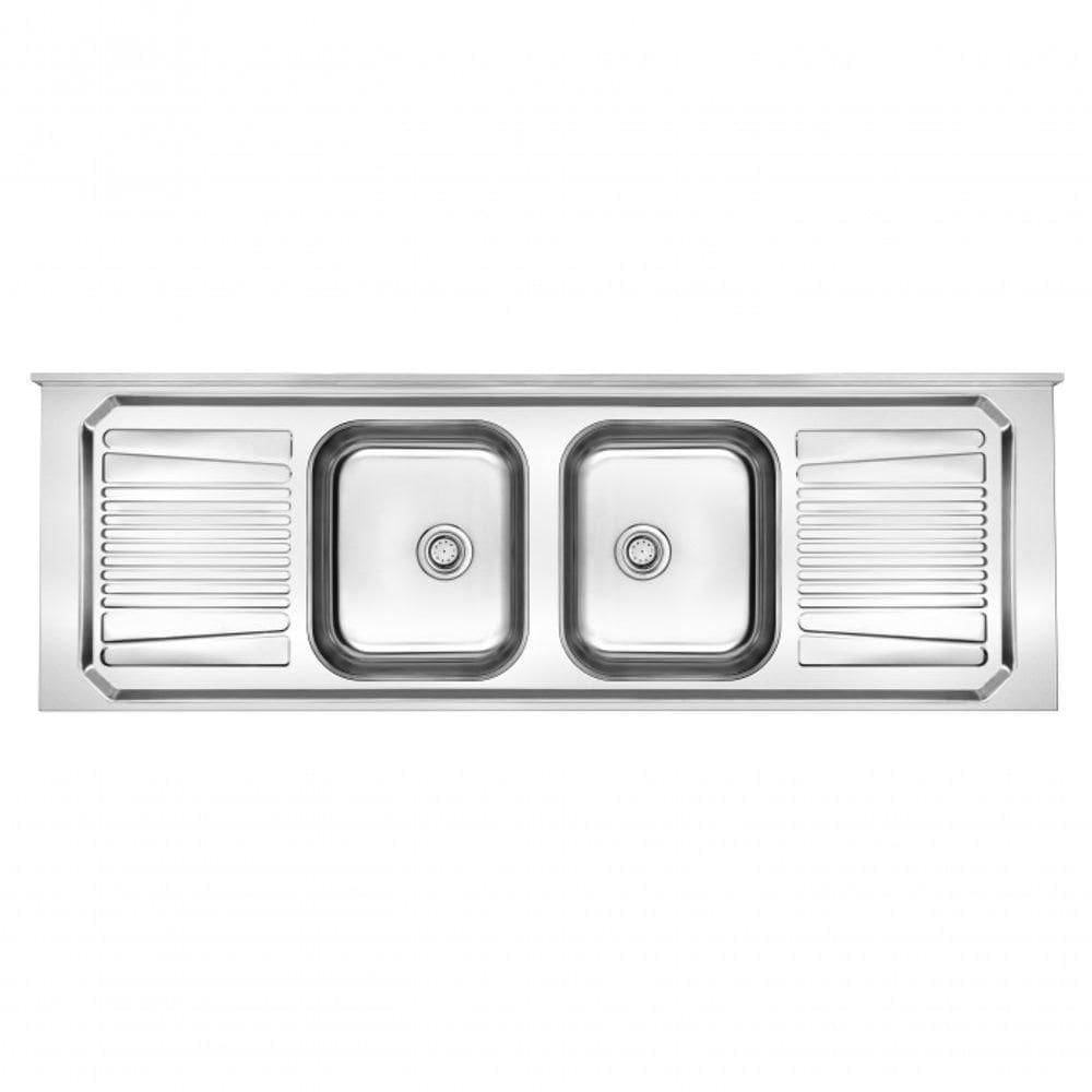 Pia De Inox Com Cuba Dupla 1,80 X 0,53 Escorredor