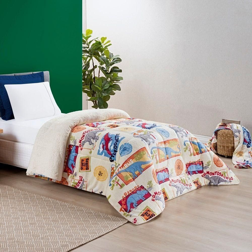 Coberdrom Bouti Kids Solteiro 01 Peça - Dino