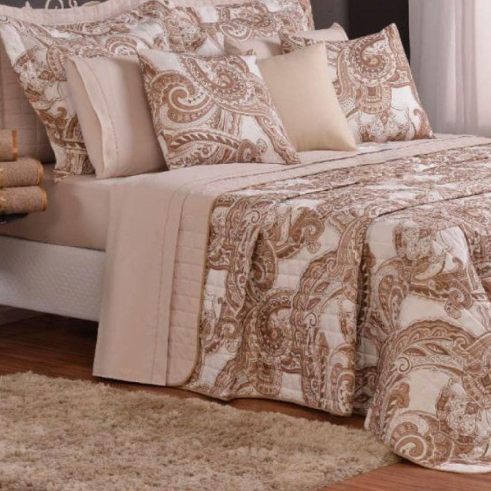 Cobre Leito Queen Top Line Estampado 180 Fios 3 Peças - Malaga