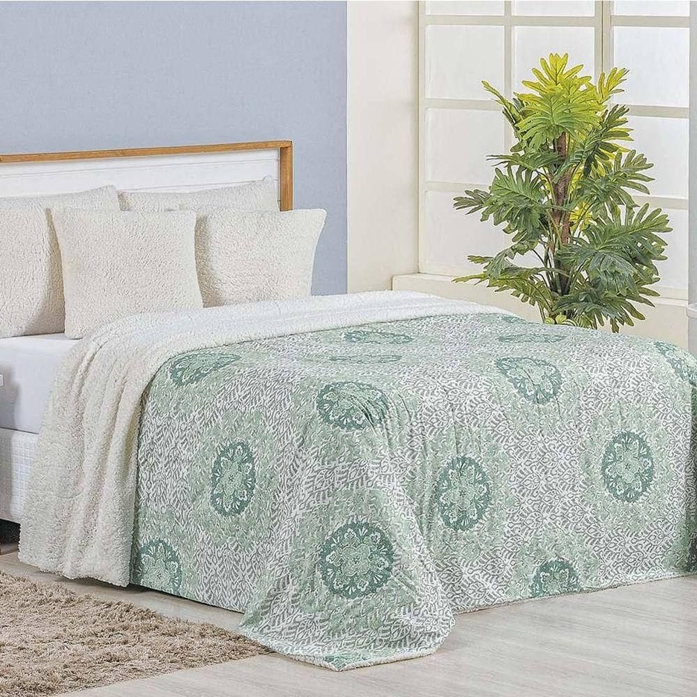 Cobertor King Top Line Estampado Hipercal/sherpa 1 Peça - Lotus