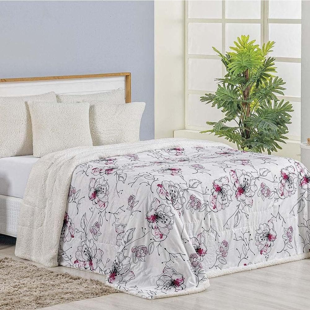 Cobertor Queen Top Line Estampado Hipercal/sherpa 1 Peça - Malta