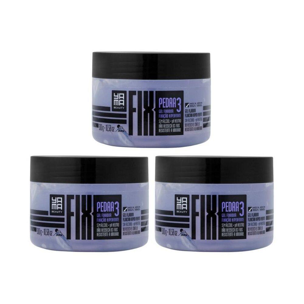 Gel Fixador Yama Fix 300G Pedra - Kit Com 3Un