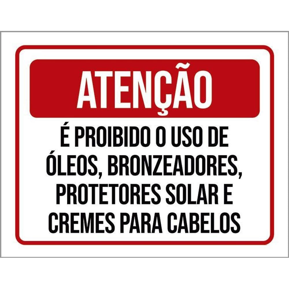 Kit 3 Placas Proibido Óleos Bronzeadores Cremes Protetor