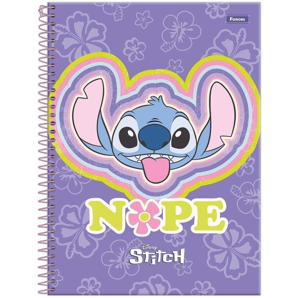 Caderno Stitch Universitário 10 Matérias Espiral Escolar