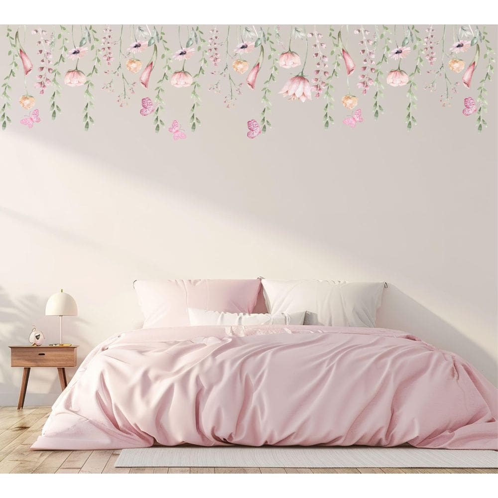 Adesivo De Parede Florais Folhagens Boho Aquarela Jardim