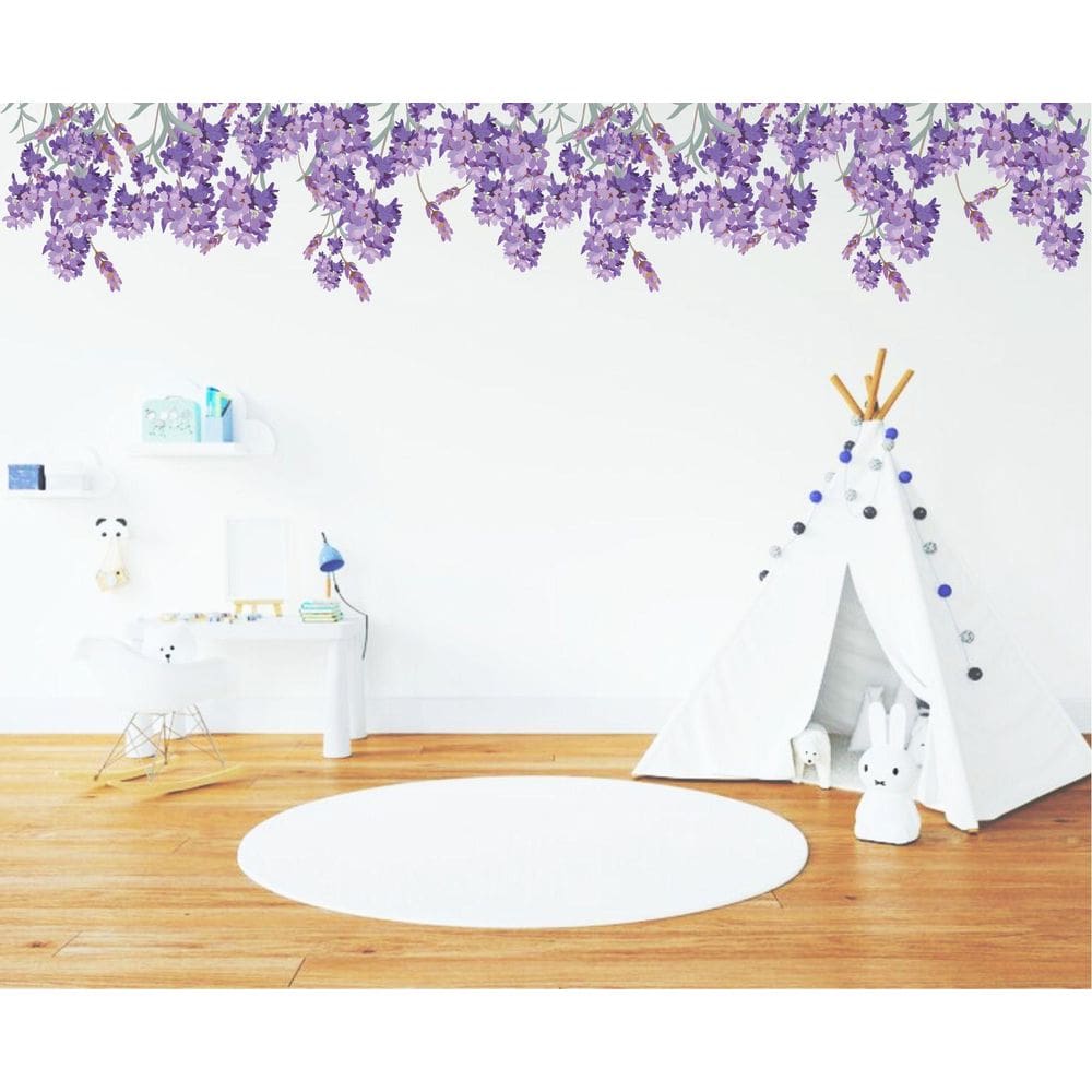 Adesivo De Parede Florais Jardim Lavanda Folhagens Boho