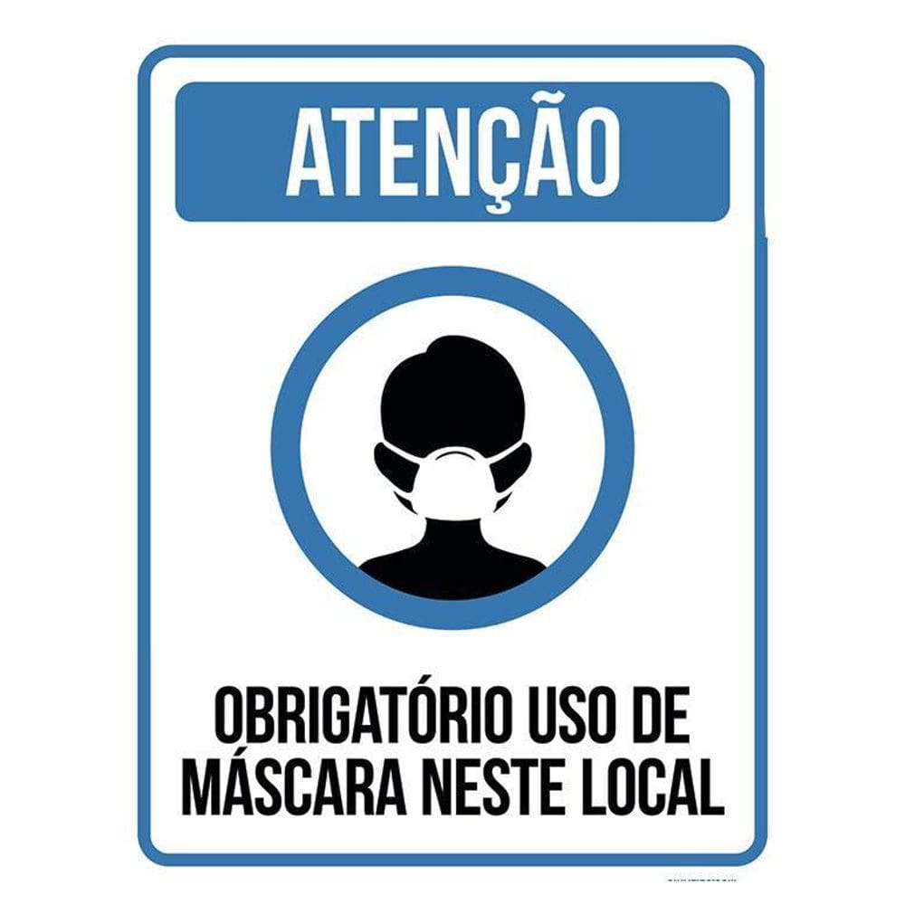 Placa Sinalização Obrigatório Uso Máscara Neste Local 36X46