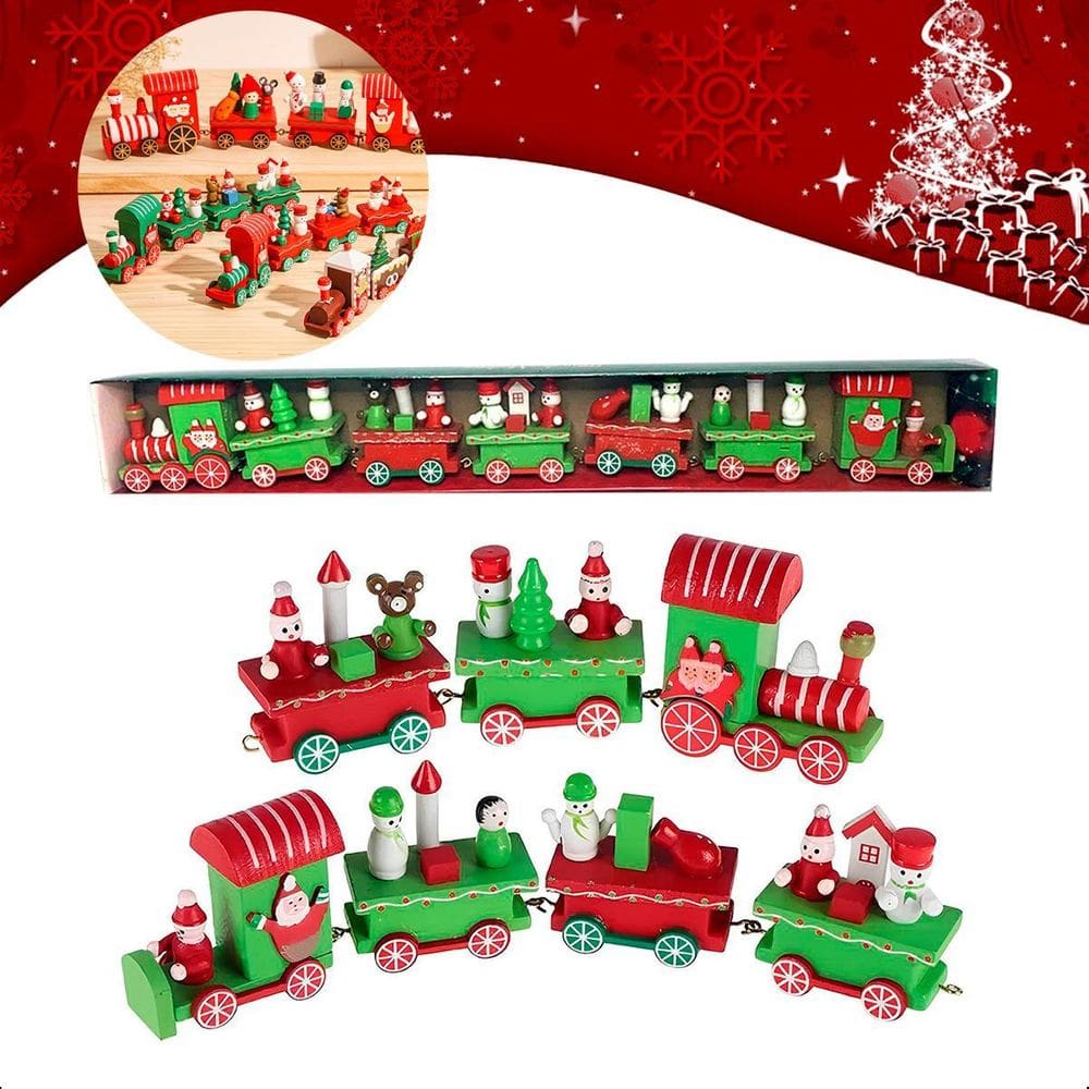 Trem De Madeira Decoração Natal Vintage Trenzinho Brinquedo