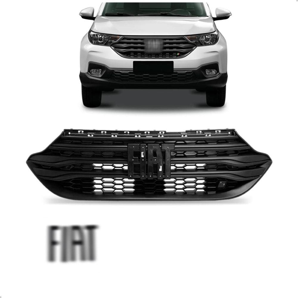 Kit Grade Para Fiat Strada 2020 A 2024 C/Emblema Black Piano