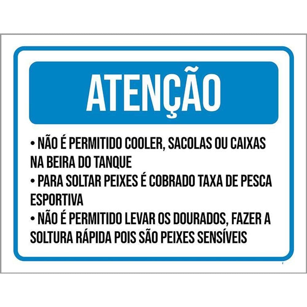 Placa Sinalização - Atenção Permitido Cooler 36X46