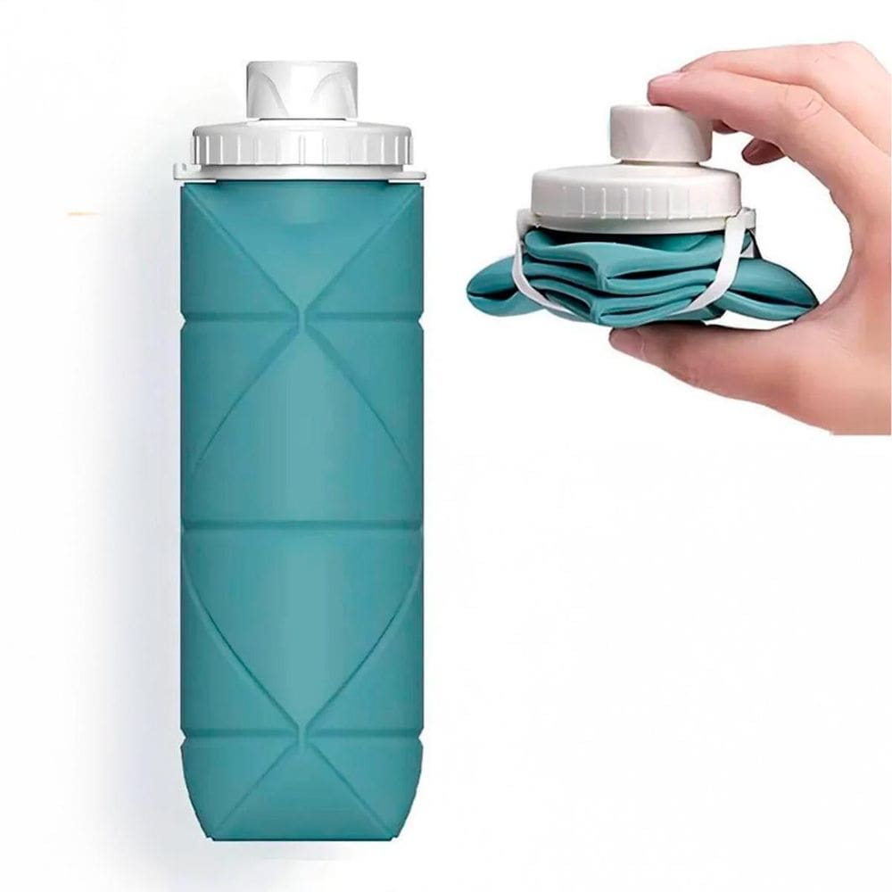 Garrafa Dobrável 600Ml Compacta Perfeita Viagem E Escola