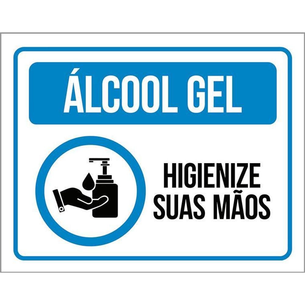 Placa - Álcool Gel, Higienize Suas Mãos, Prevenção  36X46