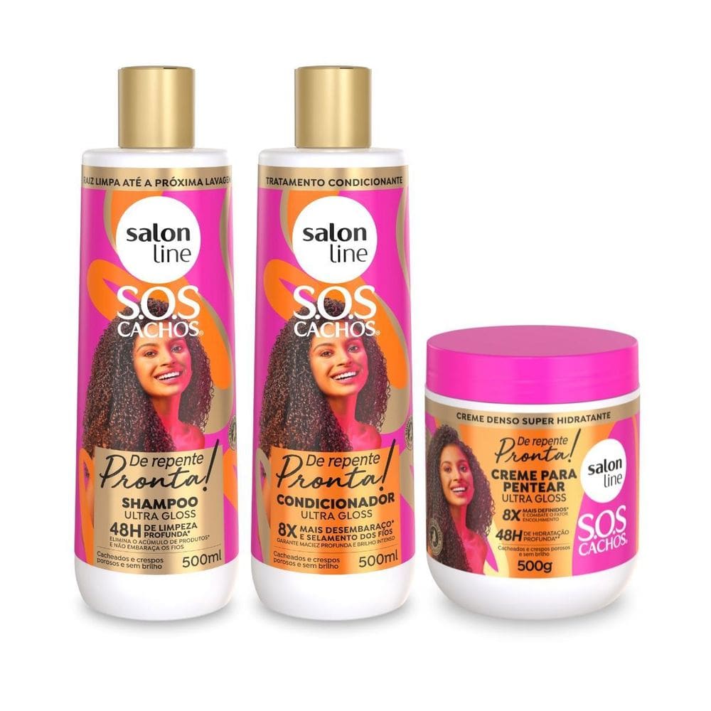 Kit Shampoo + Condicionador + Creme Ultra Gloss Salon Line