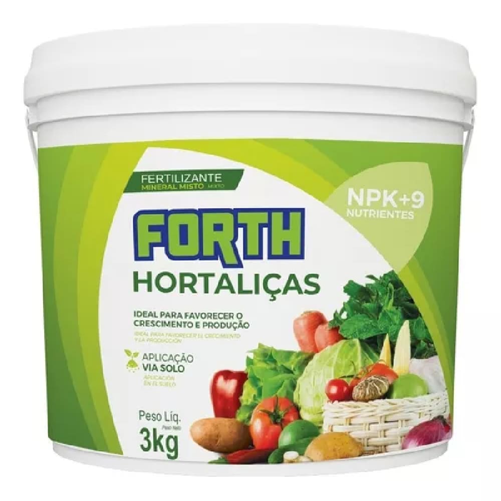 Fertilizantes Forth Hortaliças Balde 3 kg Crescimento Produção NPK+9