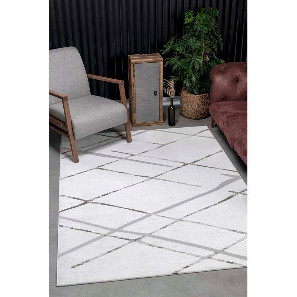 Tapete Para Sala Sofia 06 Bege e Cinza 2,00x2,50m - Edantex