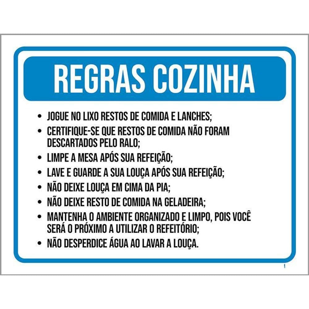 Kit 3 Placas Sinalização - Regras Cozinha Ml3832