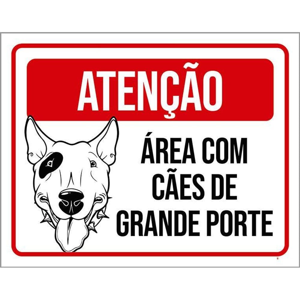 Kit 3 Placas Atenção Área Cães Grande Porte Pitbull
