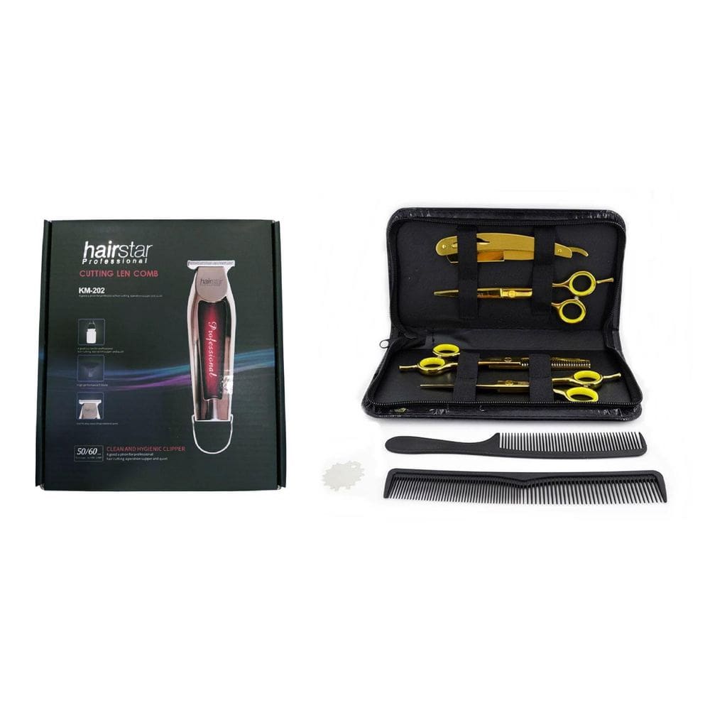 Kit 3 Tesouras Dourada Máquina De Acabamento Hairstar