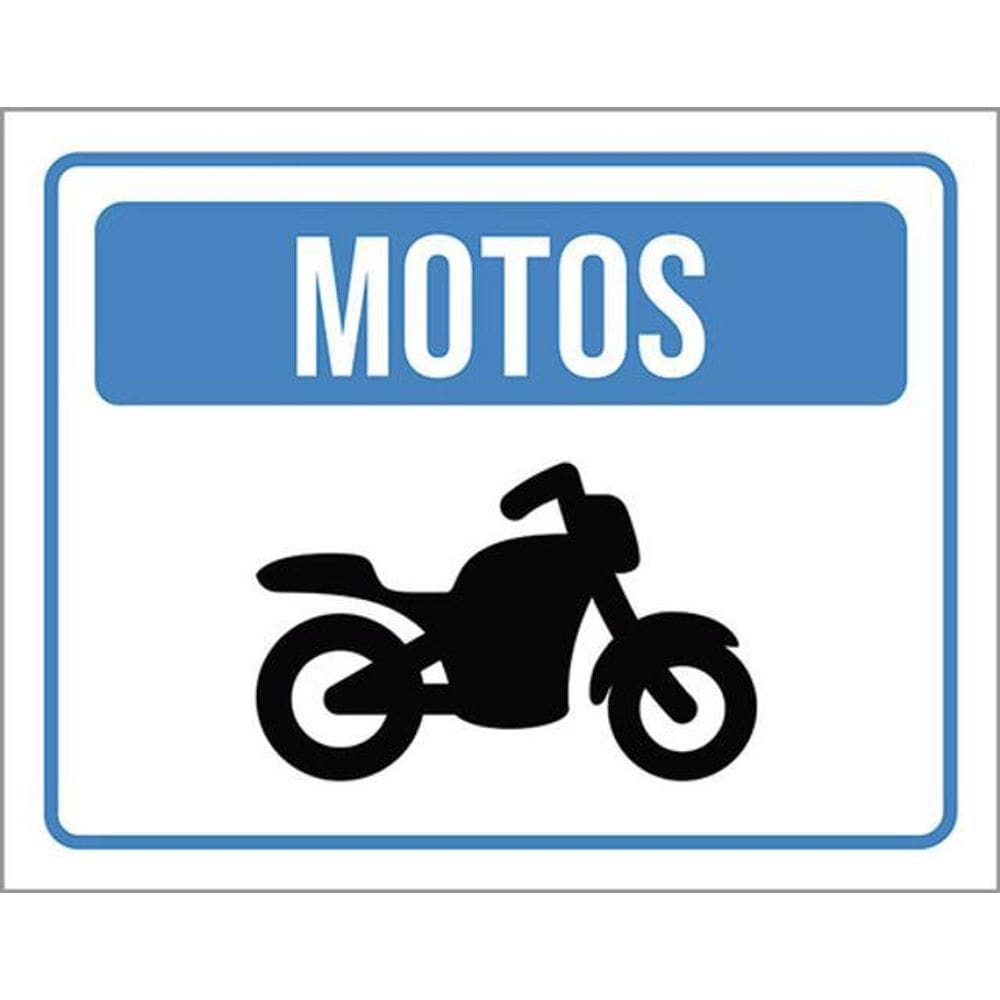 Kit 3 Placas Sinalização - Vaga Motos Azul Ícone