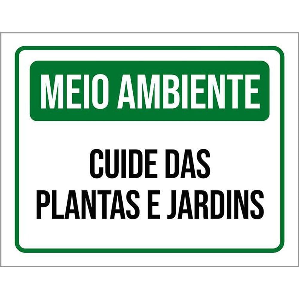 Placa Meio Ambiente Cuide Das Plantas E Jardins 36X46