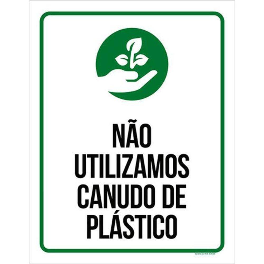 Kit 3 Placas Não Utilizamos Canudo Plástico