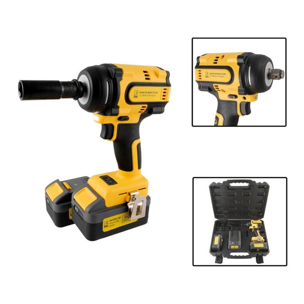 Chave De Impacto 20V 1/2 Com 2 Baterias 4.0 Ah 600 Nm