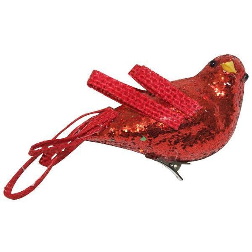 Enfeite De Natal Passaro Vermelho Arvore/Mesa/Porta 14Cm