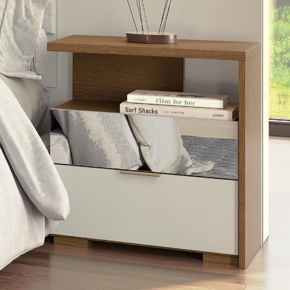 Mesa de Cabeceira 2 Gavetas com Espelho Rimo Regência
