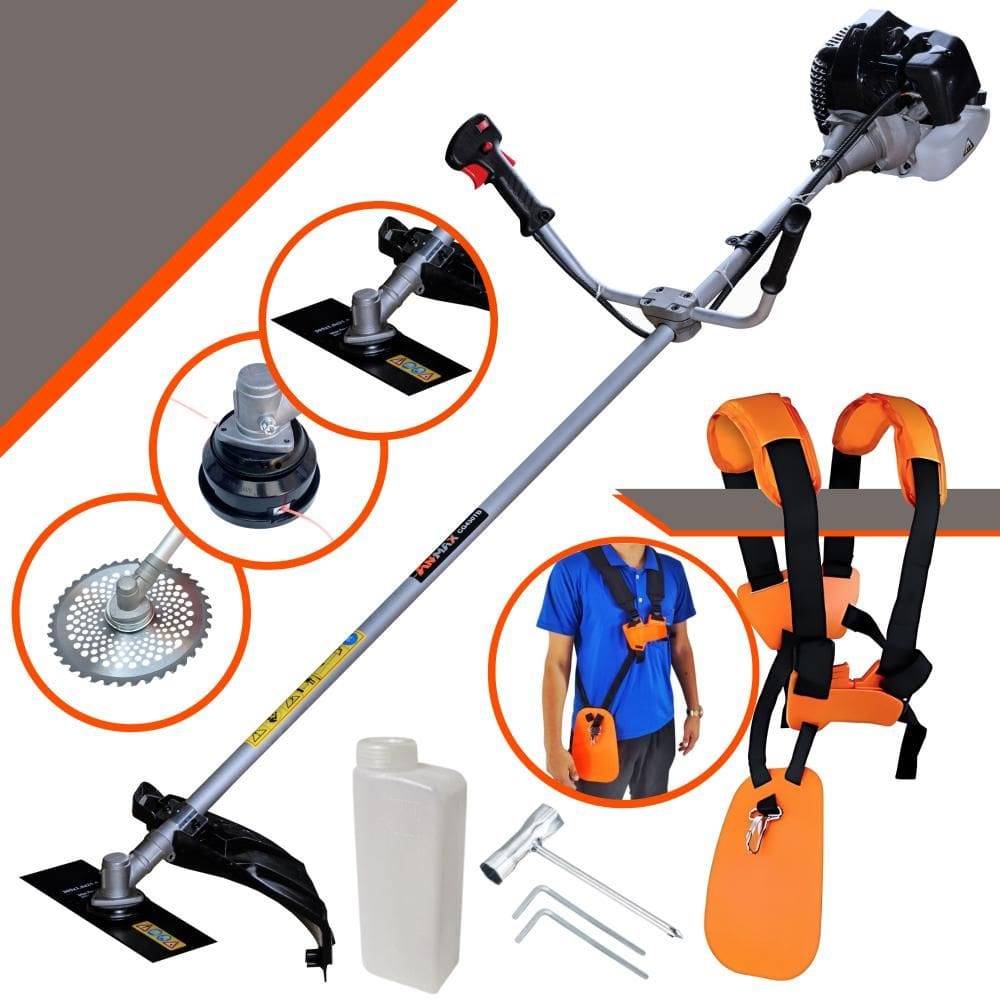 Roçadeira À Gasolina Anmax CG430-B 43cc 1,7HP de Potência 12.000rpm Com 3 Opções de Corte, Carretel de Nylon, Lâmina 2 Pontas e Lâmina 40 Dentes Vídea