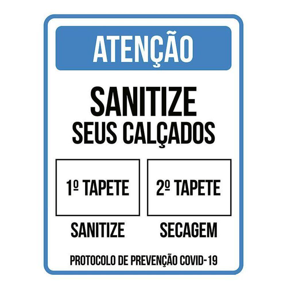 Kit 3 Placas Atenção Sanitize Seus Calçados Tapete